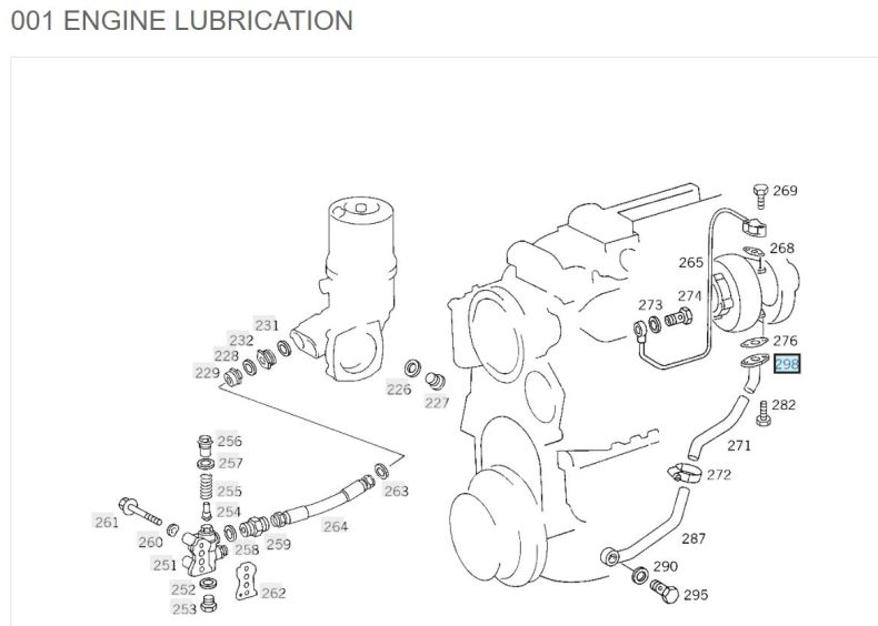 OM352 TURBO OIL RETURN PIPE